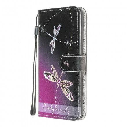 Folio Deksel Til Moto G10 / G30 Med Kjede Thong Dragonflies
