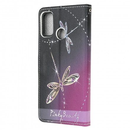 Folio Deksel Til Moto G10 / G30 Med Kjede Thong Dragonflies