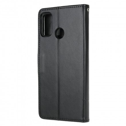 Folio Deksel Til Moto G10 / G30 Med Kjede Thong Sommerfugler Og Blomster