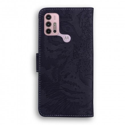 Folio Deksel Til Moto G10 / G30 Tiger Ansiktsutskrift