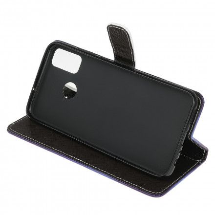 Lærdeksel Til Moto G10 / G30 Med Kjede Thong Black Cat Eyes