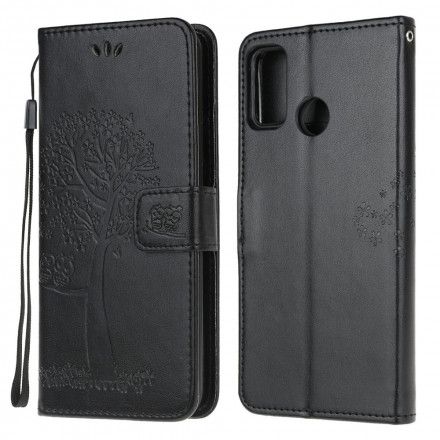 Lærdeksel Til Moto G10 / G30 Med Kjede Tre Og Ugler