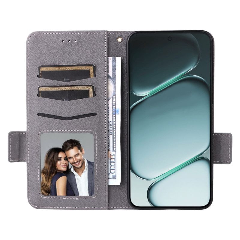 Lærdeksel Folio Deksel Oneplus 15r Litchi-tekstur Med Stropp