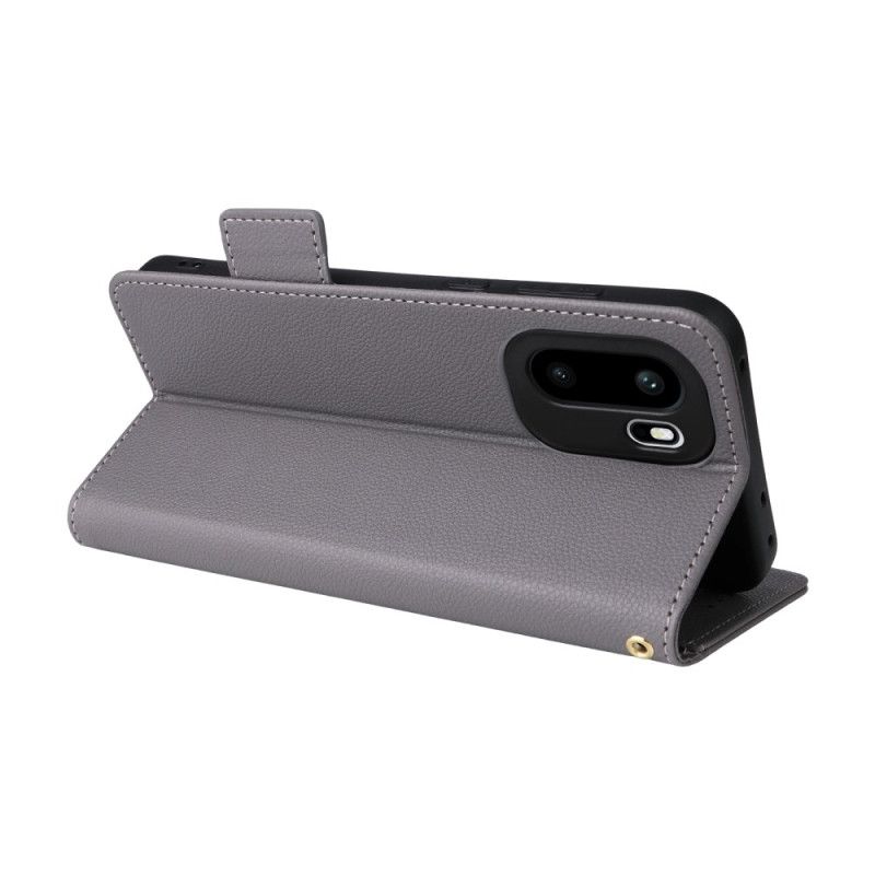 Lærdeksel Folio Deksel Oneplus 15r Litchi-tekstur Med Stropp