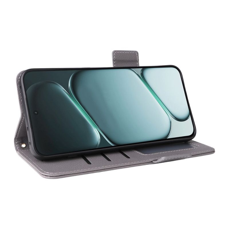 Lærdeksel Folio Deksel Oneplus 15r Litchi-tekstur Med Stropp