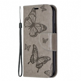 Folio Deksel Til iPhone 11 Pro Med Kjede Butterflies Trykt Stropp