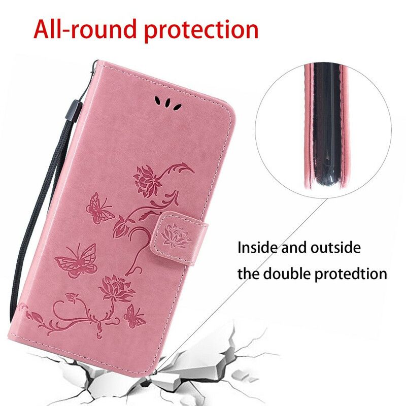 Folio Deksel Til iPhone 11 Pro Med Kjede Floral Strappy