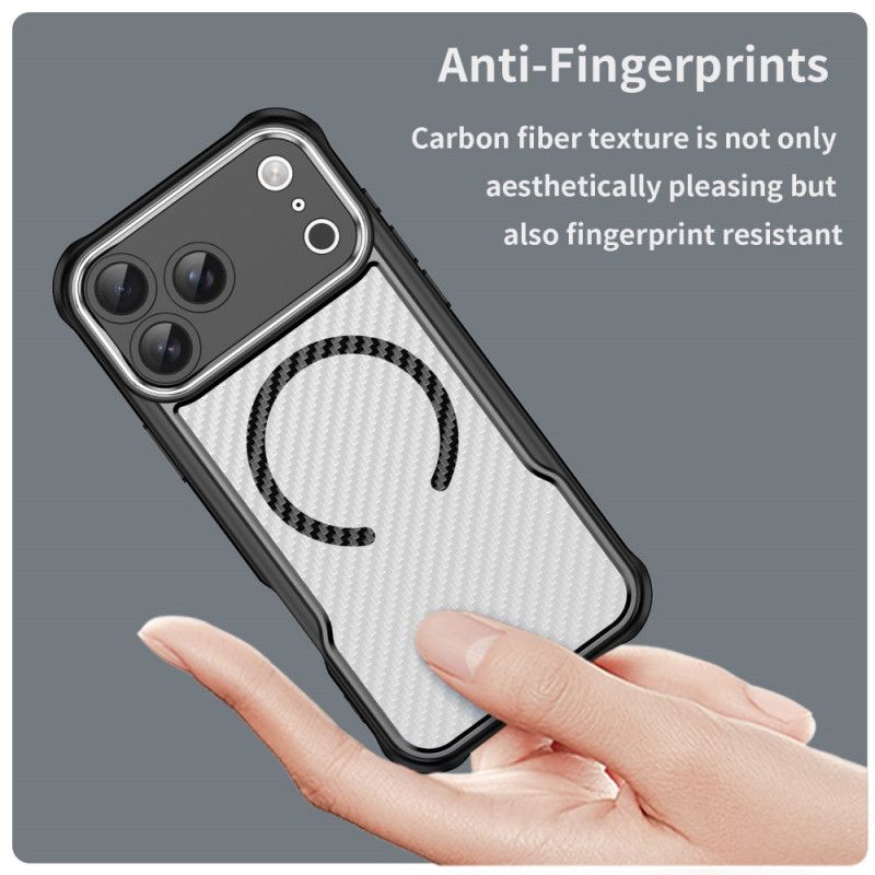 Deksel iPhone 17 Pro Max Magsafe-kompatibel Gjennomsiktig Karbonfiber
