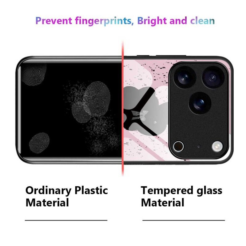 Deksel iPhone 17 Pro Max Rosa Og Svart Herdet Glass Beskyttelse Deksel