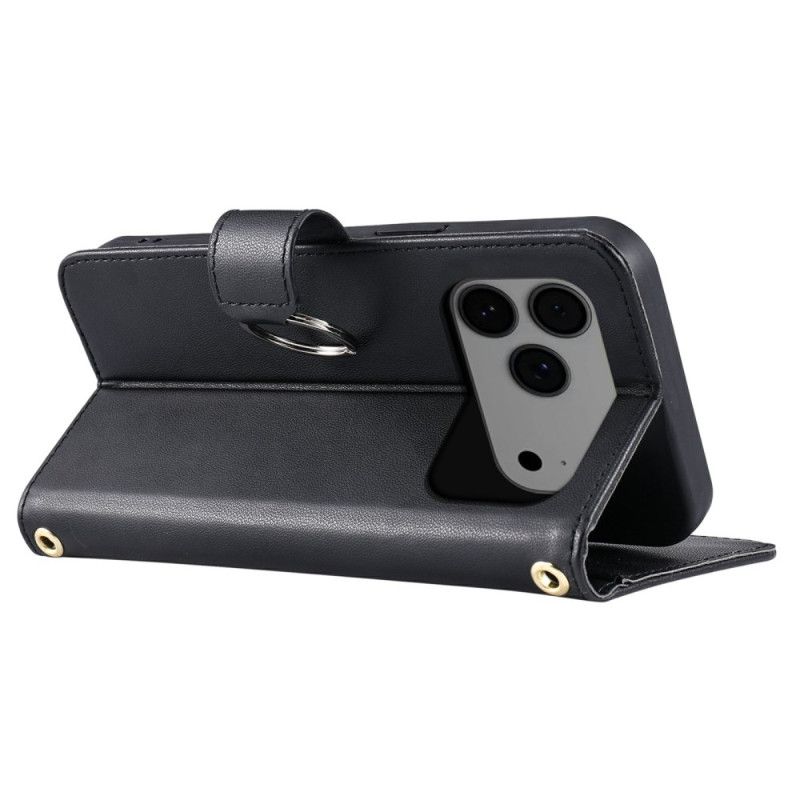 Folio Deksel iPhone 17 Pro Max Vattert Med Snor Og Skulderstropp Beskyttelse Deksel