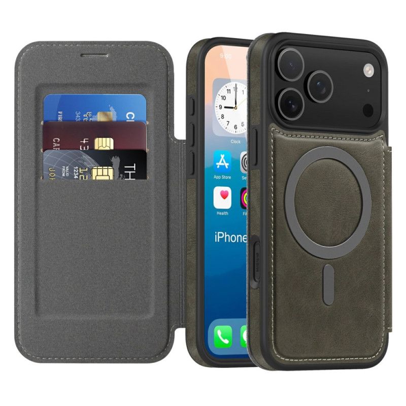 Folio Deksel Lær iPhone 17 Pro Max Magsafe-kompatibel Med Rfid-kortholder