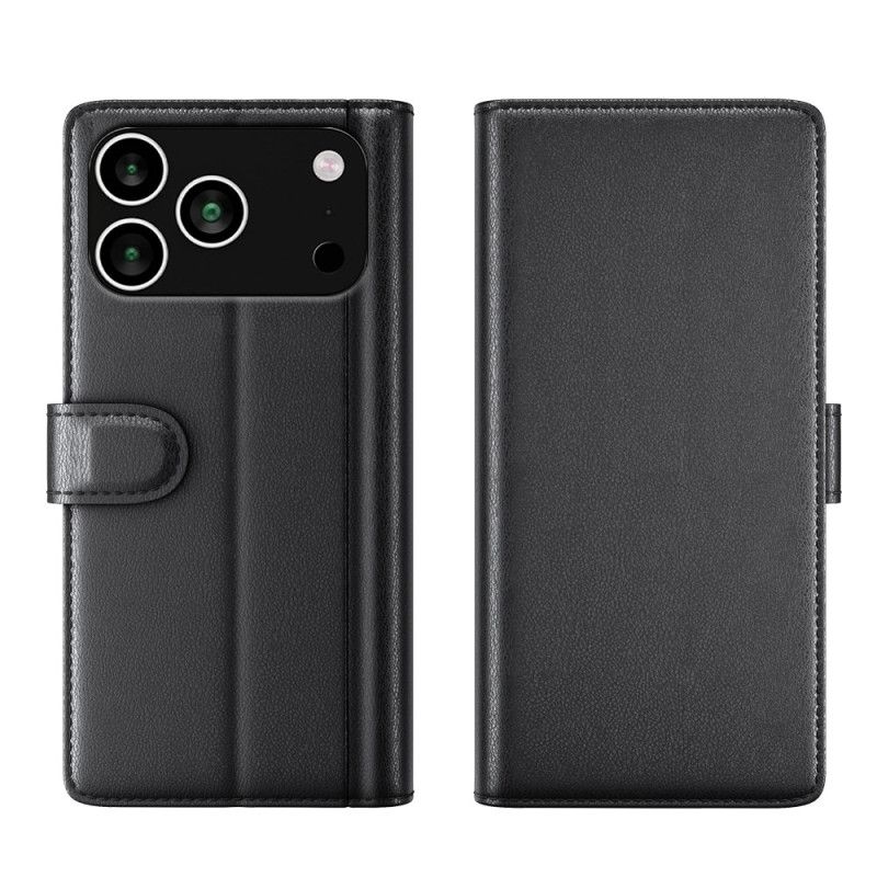 Folio Deksel Til iPhone 17 Pro Max Lommebok I Ekte Skinn