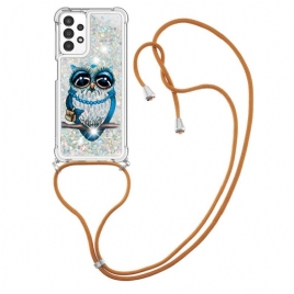 Deksel Til Samsung Galaxy A13 Med Snor Til Miss Owl Glittersnor