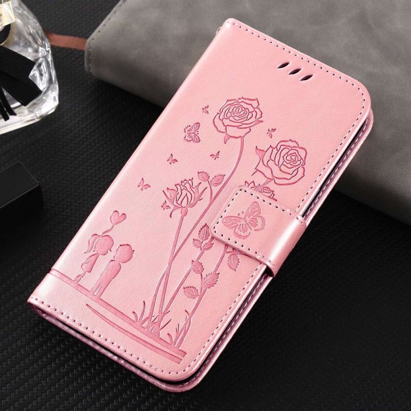 Lærdeksel Til Samsung Galaxy A13 Med Kjede Romantiske Strappy Roses