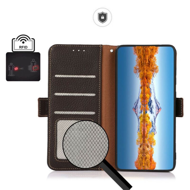 Folio Deksel Til Oppo Find X3 Neo Litchi Leather Khazneh Rfid