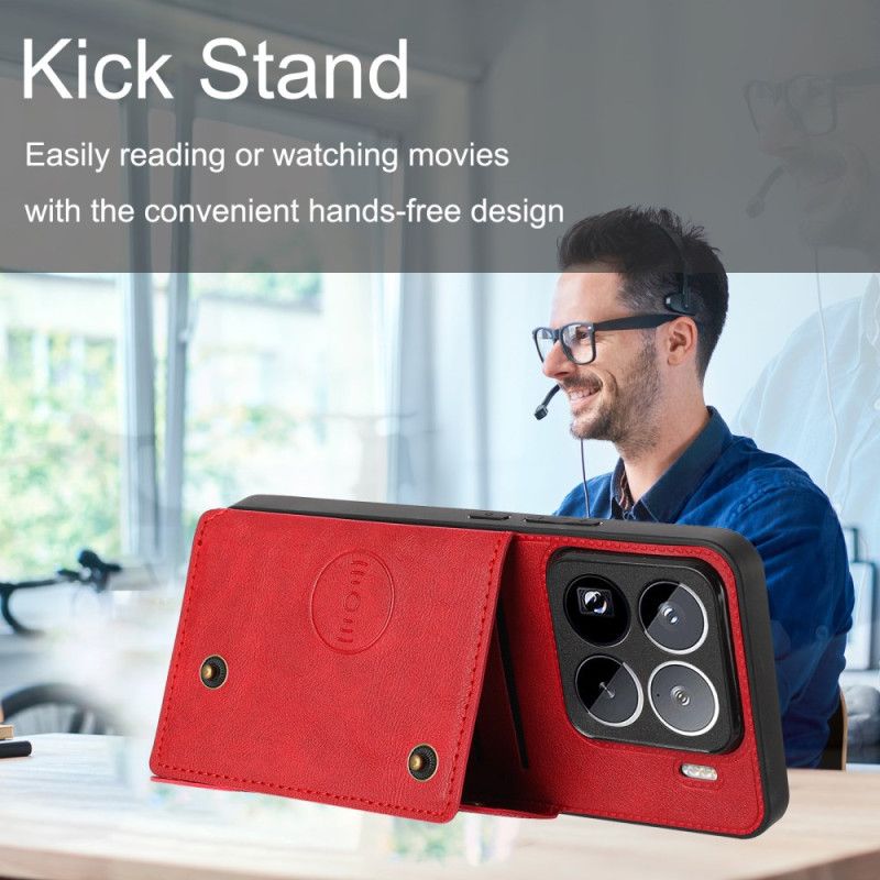 Deksel Xiaomi 15 Pro Mobildeksel Kortholder Med Læreffekt