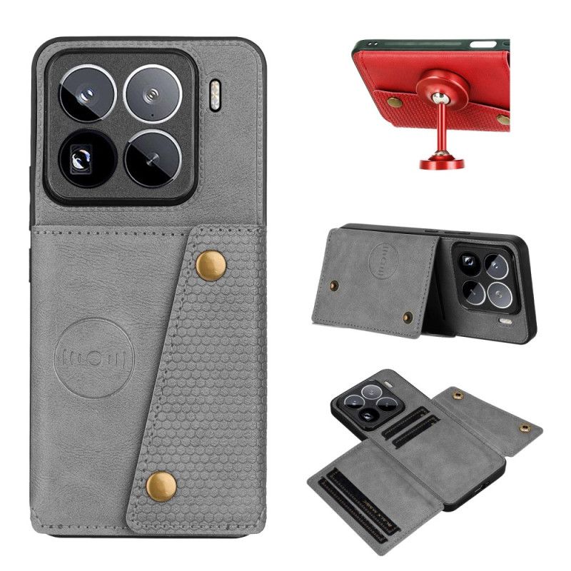 Deksel Xiaomi 15 Pro Mobildeksel Kortholder Med Læreffekt