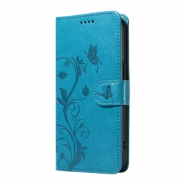 Folio Deksel Til Xiaomi 15 Pro Blomster- Og Sommerfuglmønster