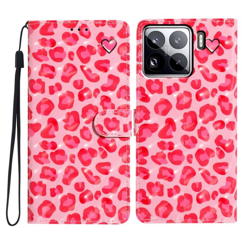 Folio Deksel Xiaomi 15 Pro 3d-rosa Leopardmønster