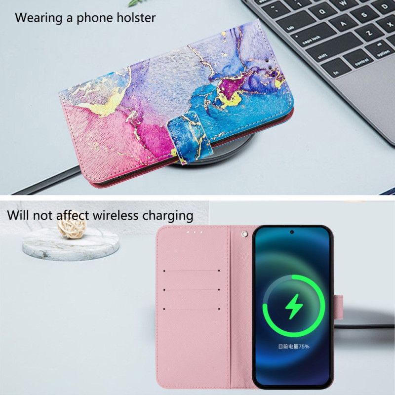 Folio Deksel Xiaomi 15 Pro Fargerik Marmor Beskyttelse Deksel