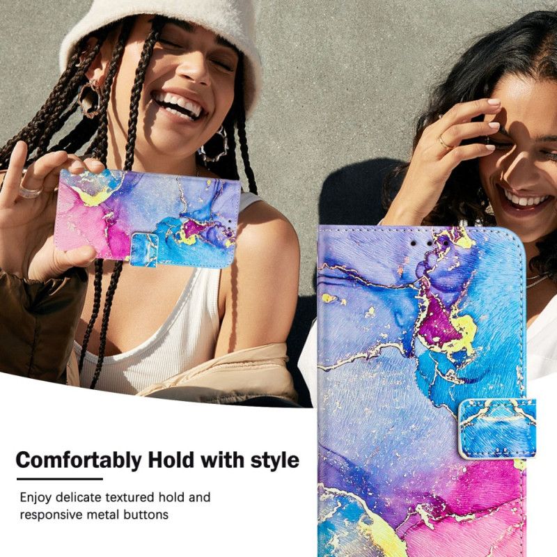 Folio Deksel Xiaomi 15 Pro Fargerik Marmor Beskyttelse Deksel