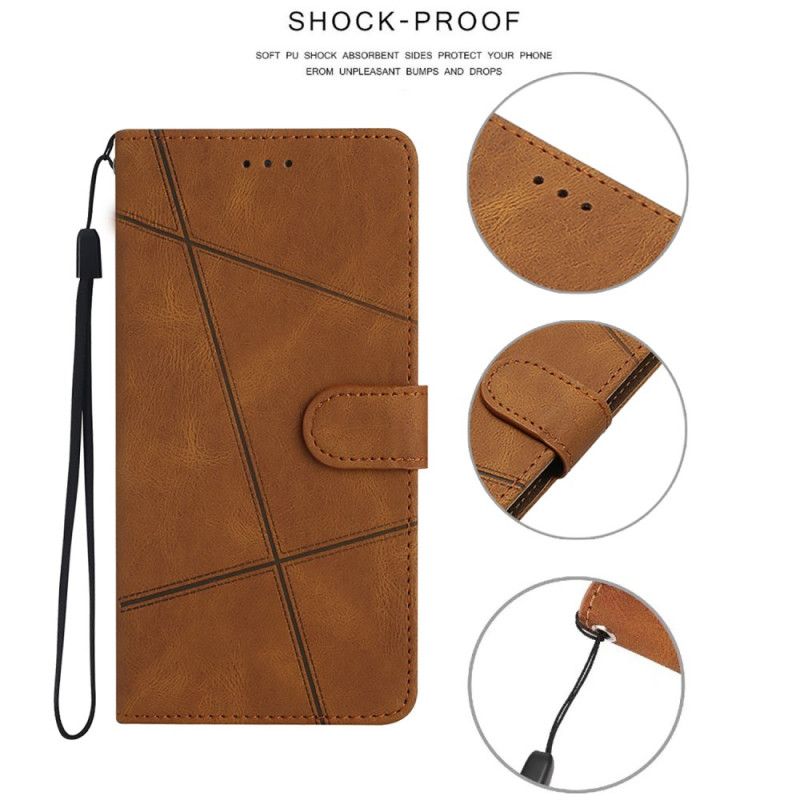 Folio Deksel Xiaomi 15 Pro Linjer Og Striper Med Stropp Beskyttelse Deksel