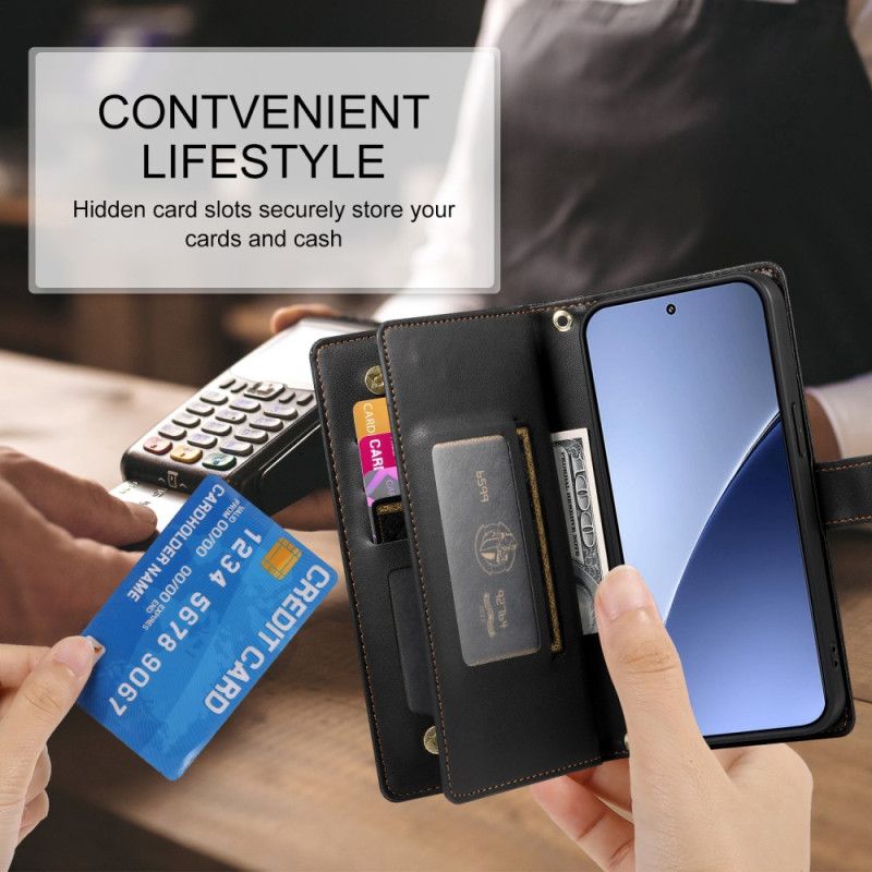 Folio Deksel Xiaomi 15 Pro Lommebok Med Stropp Og Skulderstropp