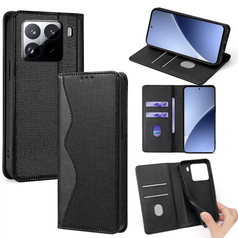 Folio Deksel Xiaomi 15 Pro Rfid-beskyttelse Med Bølgemønster Beskyttelse Deksel