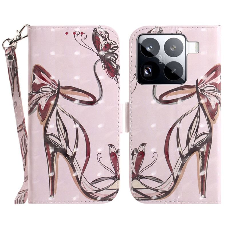 Lærdeksel Folio Deksel Xiaomi 15 Pro Mobildeksel Høyhælte Reim