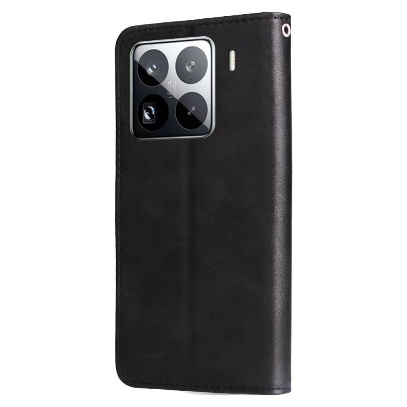 Lærdeksel Folio Deksel Xiaomi 15 Pro Mobildeksel Lommebok Med Glidelås