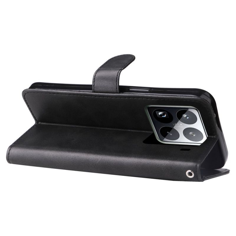 Lærdeksel Folio Deksel Xiaomi 15 Pro Mobildeksel Lommebok Med Glidelås