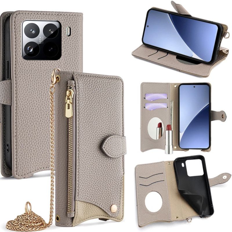 Lærdeksel Folio Deksel Xiaomi 15 Pro Mobildeksel Lommebok Og Kjede