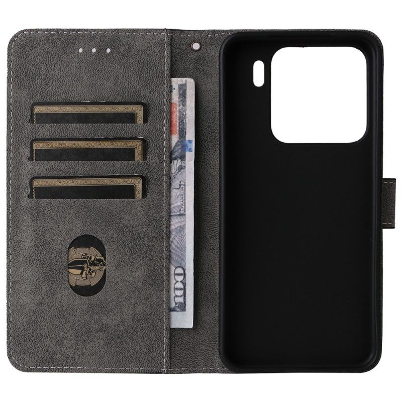 Lærdeksel Folio Deksel Xiaomi 15 Pro Mobildeksel Rfid-beskyttelse I Semsket Skinneffekt