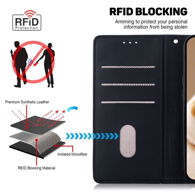 Lærdeksel Folio Deksel Xiaomi 15 Pro Mobildeksel Rfid-blokkerende Kattemotiv