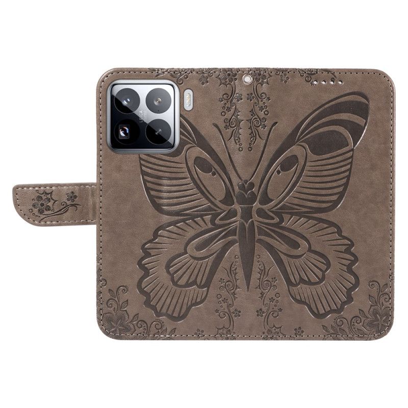 Lærdeksel Folio Deksel Xiaomi 15 Pro Mobildeksel Sommerfugldesign