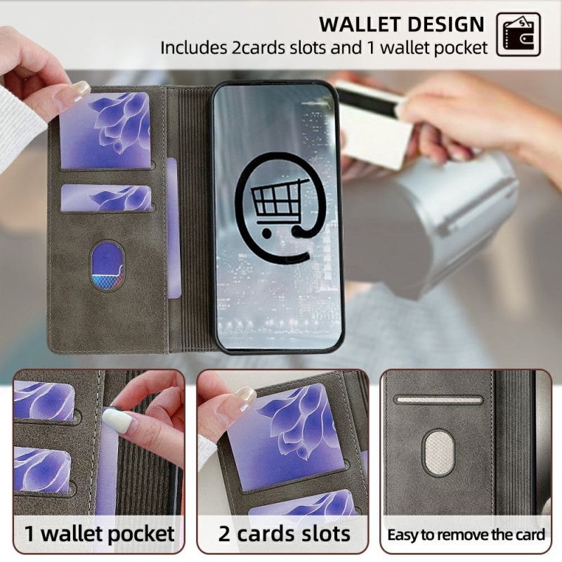 Folio Deksel Lær Poco X7 5g Mobildeksel Bølget Design Rfid-blokkering