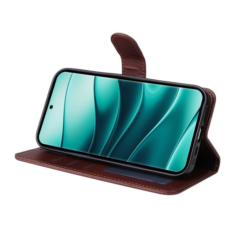 Folio Deksel Til Poco X7 5g Ensfarget Skinneffekt Med Stropp