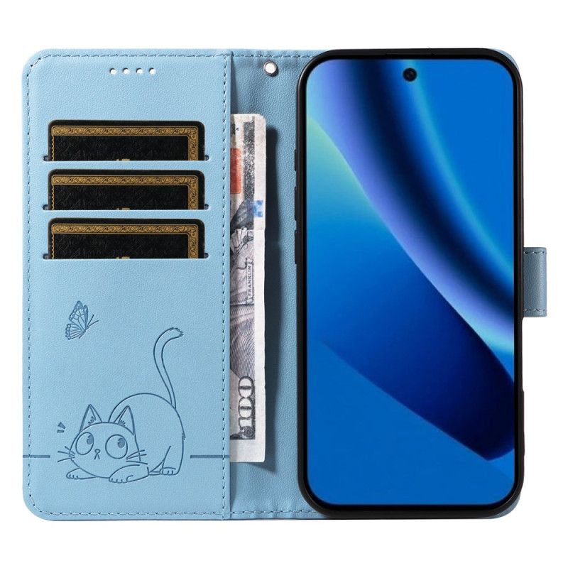 Folio Deksel Google Pixel 10a Kattemønster Og Stropper Beskyttelse Deksel