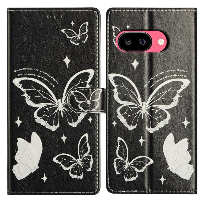 Folio Deksel Google Pixel 10a Svart-hvite Sommerfugler