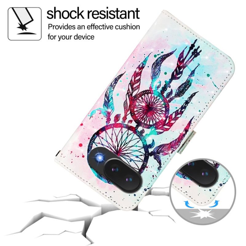 Lærdeksel Folio Deksel Google Pixel 10a Mobildeksel Fargerik Drømmefanger