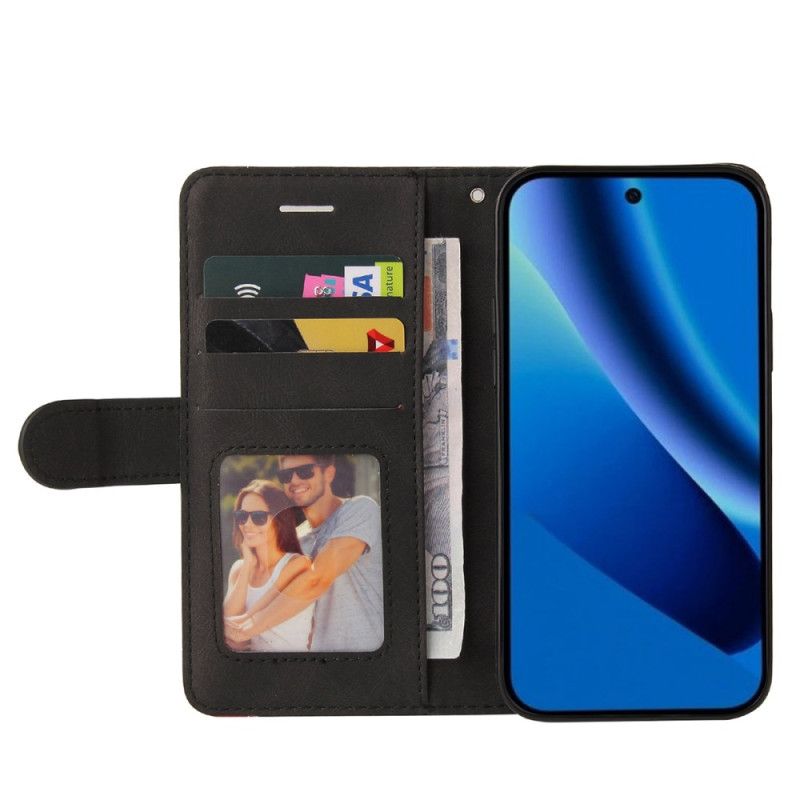 Lærdeksel Folio Deksel Google Pixel 10a Mobildeksel Tofarget Bølgete Design