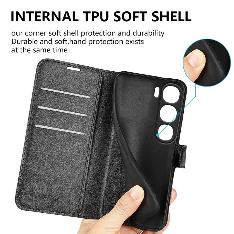 Folio Deksel Vivo V40 Lite 5g Litchi-imitasjonsskinn Beskyttelse Deksel