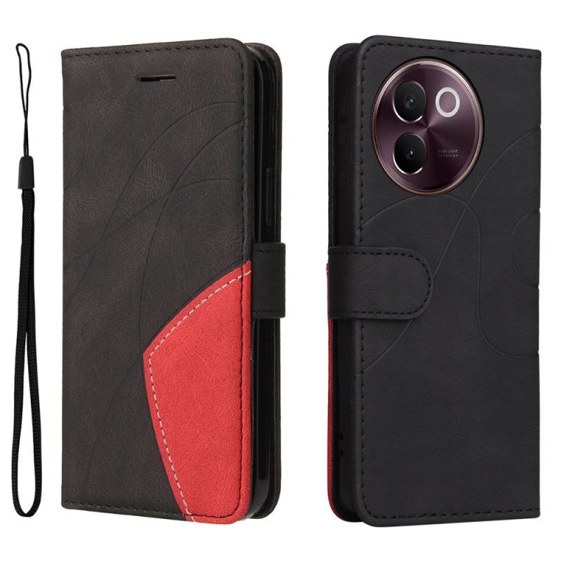 Lærdeksel Folio Deksel Vivo V40 Lite 5g Mobildeksel Tofarget Krusning