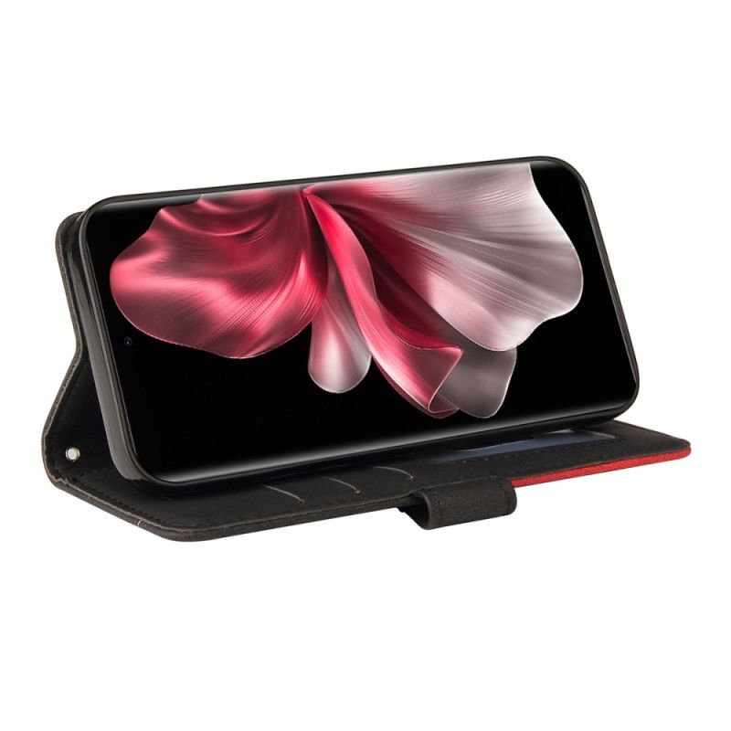 Lærdeksel Folio Deksel Vivo V40 Lite 5g Mobildeksel Tofarget Krusning