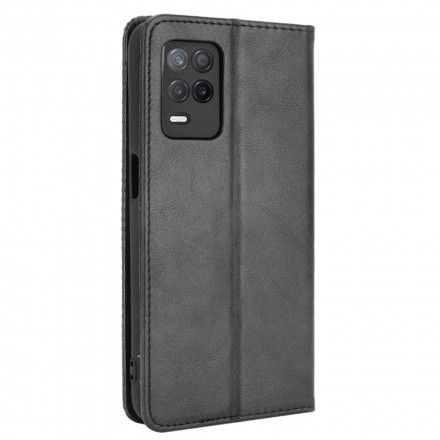 Beskyttelse Deksel Til Realme 8 5G Folio Deksel Vintage Stilisert Skinneffekt