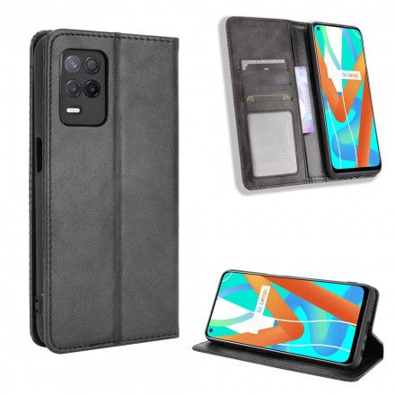 Beskyttelse Deksel Til Realme 8 5G Folio Deksel Vintage Stilisert Skinneffekt