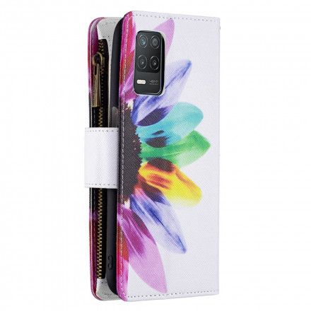 Folio Deksel Til Realme 8 5G Blomsterlomme Med Glidelås