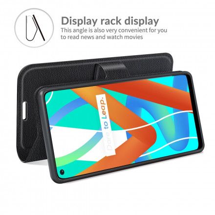 Folio Deksel Til Realme 8 5G Klassisk Litchi-effekt