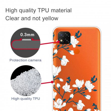Deksel Til Xiaomi Redmi 9C Hvite Blomster