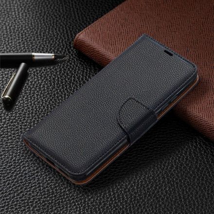 Folio Deksel Til Xiaomi Redmi 9C Lærdeksel Litchi Flap Skrå